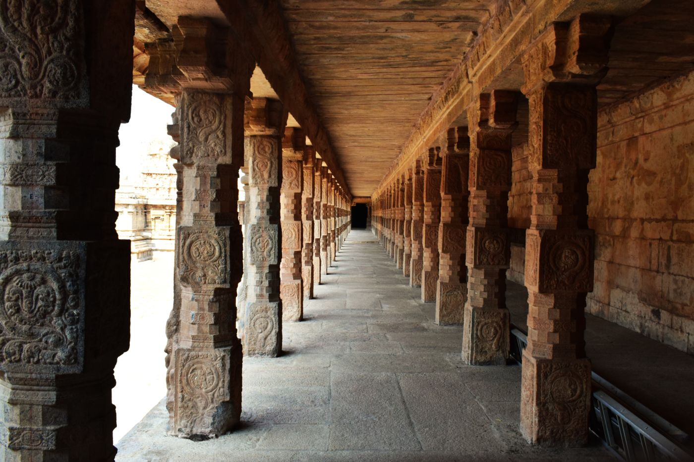 The pillared corridor of a Tamil Nadu temple